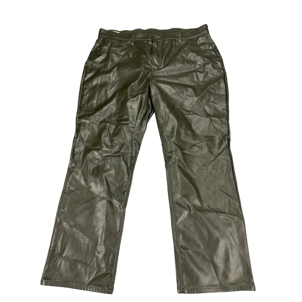 Gap Vintage Slim High Rise Faux Leather Pants Olive Green 20R 35W